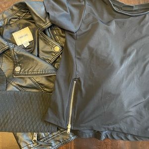 Girls size 5T leather jacket with matching t shirt.